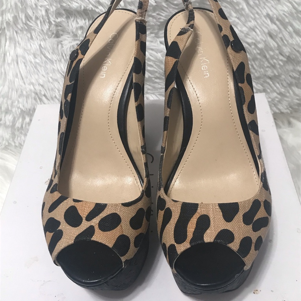 Calvin Klein Leopard Sling Back Heels